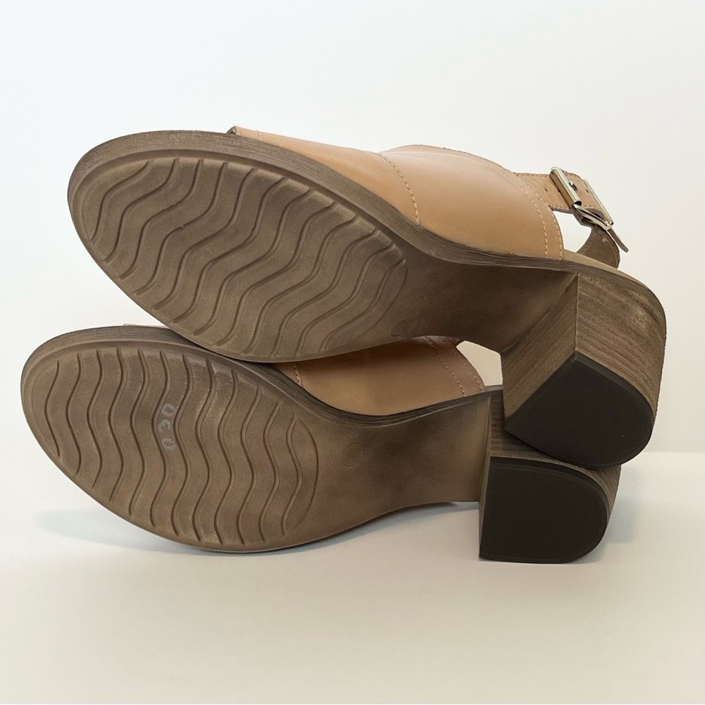 Sophia Milano tan leather mule clogs Open toe heels Sling back heeled sandals - Picture 8 of 9